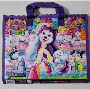 Lisa Frank TIKANNI HUSKY Trifold Portfolio Storage Case Folder School Art
